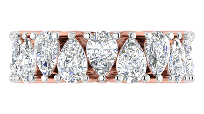 5.40 Ctw Pear Cut Diamond Eternity Band Set In 14K Rose Gold