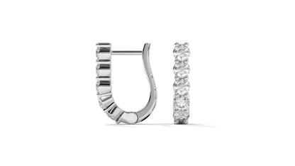 0.74 CTW Round Diamond Hoop Earrings In 14K White Gold – Shared-Prong Setting