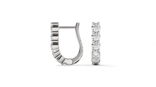 0.74 CTW Round Diamond Hoop Earrings In 14K White Gold – Shared-Prong Setting