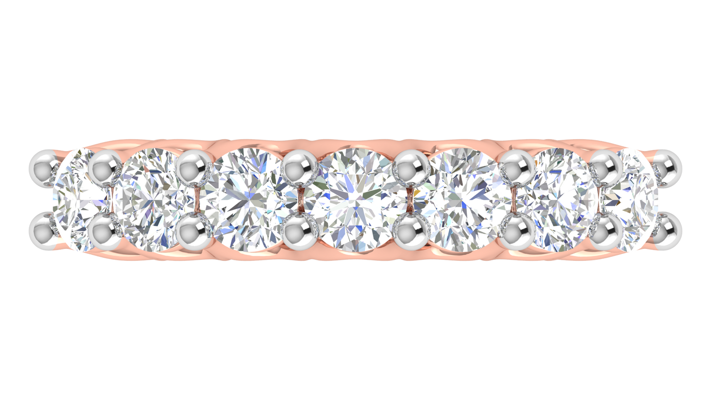 2.10 Ctw Dazzling Seven-Stone Wedding Band With U-Shape Prong Setting In 14K Rose Gold