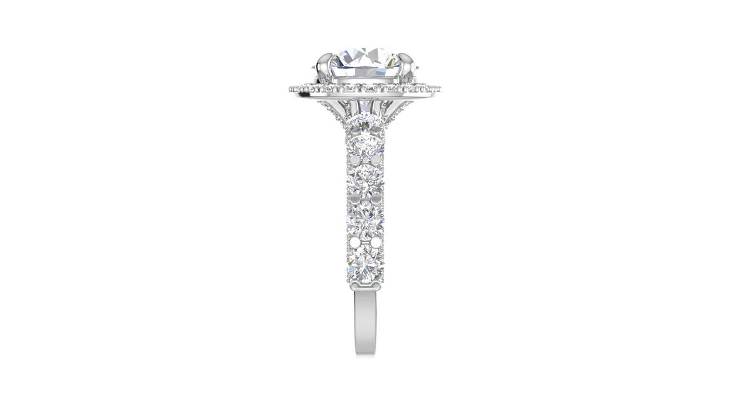 3.00 Ctw Round Brilliant Diamond Halo Engagement Ring In 14K White Gold