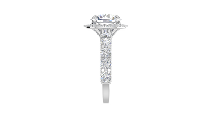 3.00 Ctw Round Brilliant Diamond Halo Engagement Ring In 14K White Gold