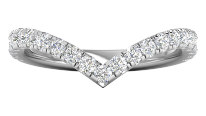 0.63 Ctw Elegant Diamond Chevron Ring Set In 14K White Gold