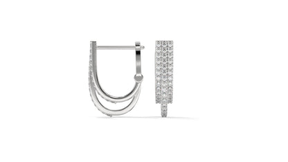 0.41 CTW Round Diamond Triple-Row Hoop Earrings in 14K White Gold – Pavé Setting