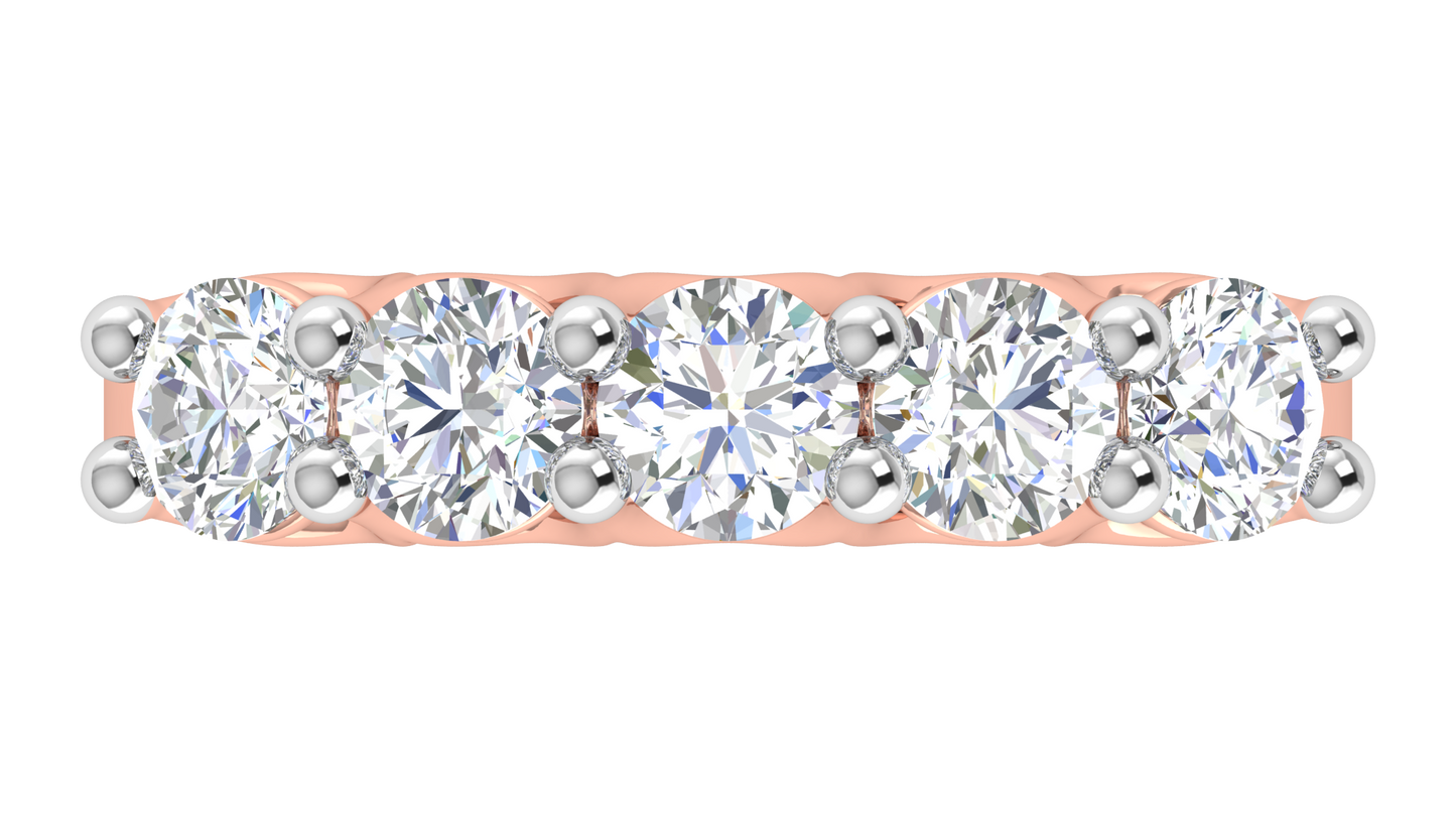 2.00 Ctw Five-Stone Wedding Band With U-Shape Prong Setting In 14K Rose Gold