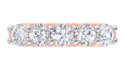 2.00 Ctw Five-Stone Wedding Band With U-Shape Prong Setting In 14K Rose Gold