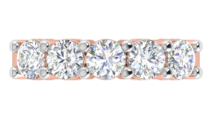 2.00 Ctw Elegant Five-Stone Wedding Band Set In 14K Rose Gold