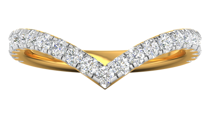 0.63 Ctw Elegant Diamond Chevron Ring Set In 14K Yellow Gold