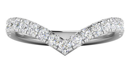 0.68 Ctw Elegant Diamond Chevron Ring Set In 14K White Gold
