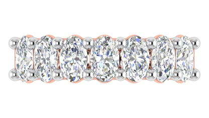 2.10 Ctw Luxurious Oval Cut Seven Stone Wedding Band With U-Shape Prong Setting In 14K Rose Gold