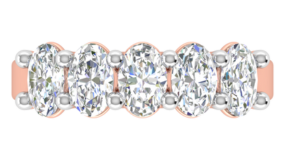 2.00 Ctw Luxurious Oval Cut Five-Stone Wedding Band With U-Shape Prong Setting In 14K Rose Gold