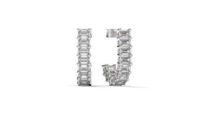 2.20 CTW Emerald-Cut Diamond Hoop Earrings in 14K White Gold