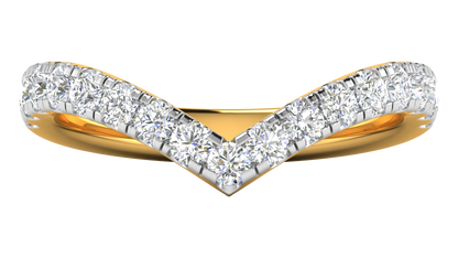 0.68 Ctw Elegant Diamond Chevron Ring Set In 14K Yellow Gold