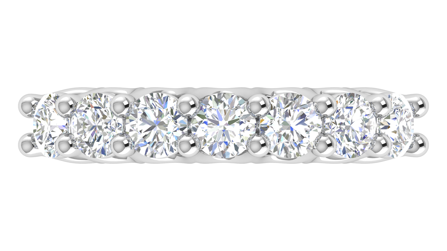 2.10 Ctw Dazzling Seven-Stone Wedding Band With U-Shape Prong Setting In 14K White Gold