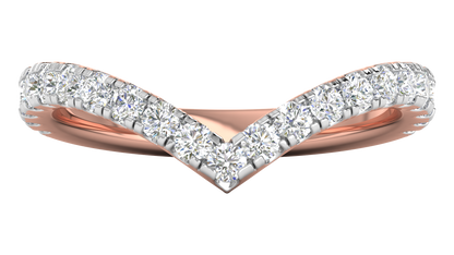 0.63 Ctw Elegant Diamond Chevron Ring Set In 14K Rose Gold