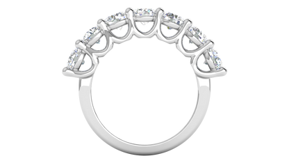 2.80 CTW Round Diamond 7 - Stone Wedding Band in 14K White Gold - U - Shape Prong Setting