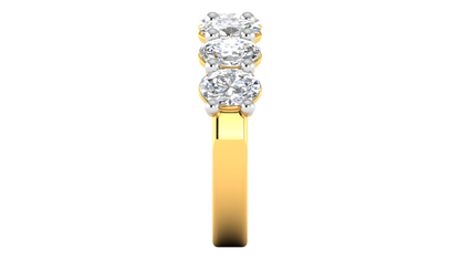 2.80 CTW Oval Cut Diamond 7 - Stone Wedding Band in 14K Yellow Gold - U - Shape Prong Setting