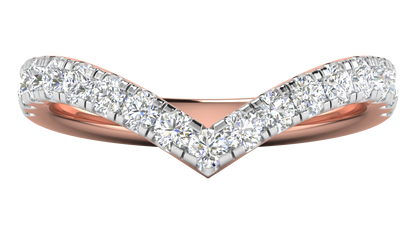 0.68 Ctw Elegant Diamond Chevron Ring Set In 14K Rose Gold