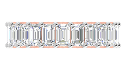 6.90 Ctw Emerald Cut Diamond Eternity Band Set In 14K Rose Gold