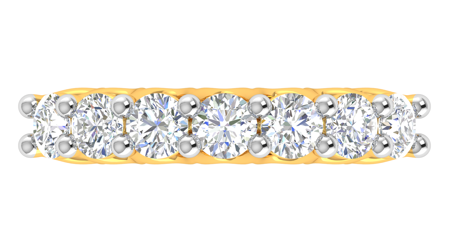 2.10 Ctw Dazzling Seven-Stone Wedding Band With U-Shape Prong Setting In 14K Yellow Gold