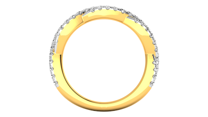 0.68 Ctw Sparkling Infinity Diamond Ring Set In 14K Yellow Gold