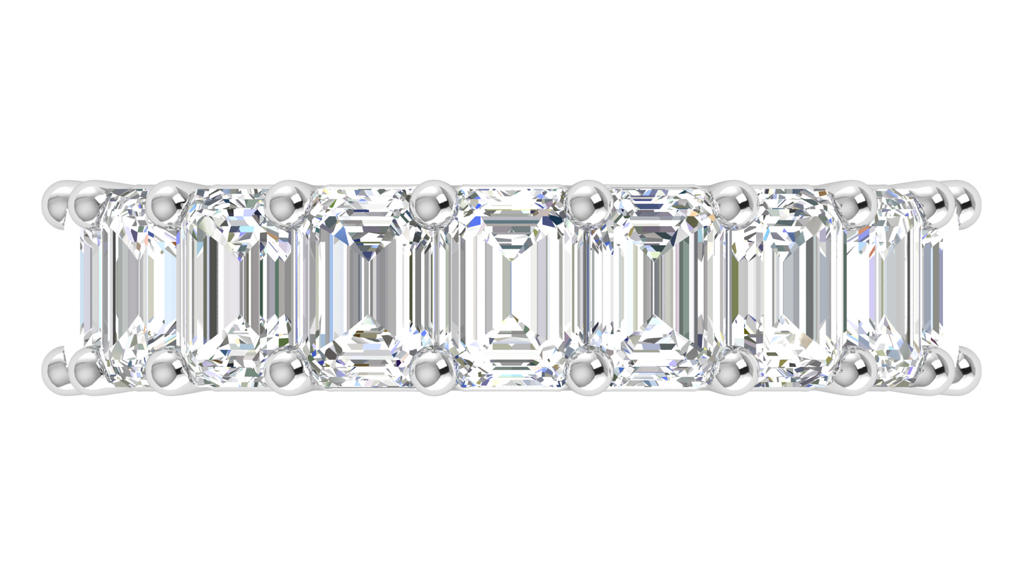 9.00 Ctw Emerald Cut Diamond Eternity Band Set In 14K White Gold