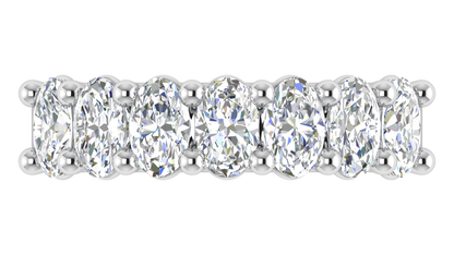 2.10 Ctw Luxurious Oval Cut Seven Stone Wedding Band With U-Shape Prong Setting In 14K White Gold
