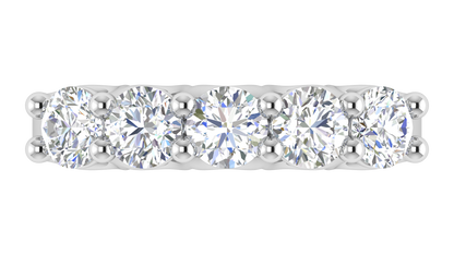 2.00 Ctw Five-Stone Wedding Band With U-Shape Prong Setting In 14K White Gold