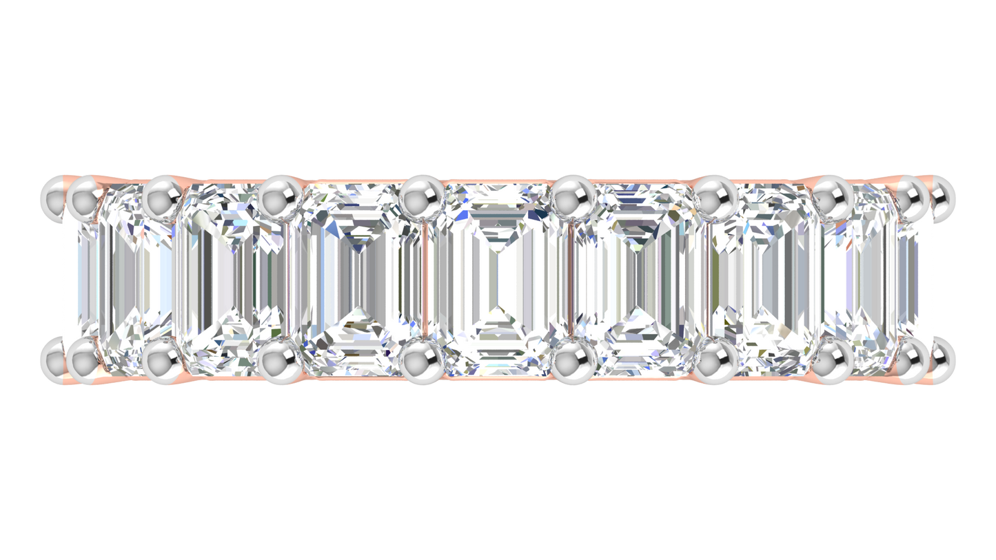 9.00 Ctw Emerald Cut Diamond Eternity Band Set In 14K Rose Gold