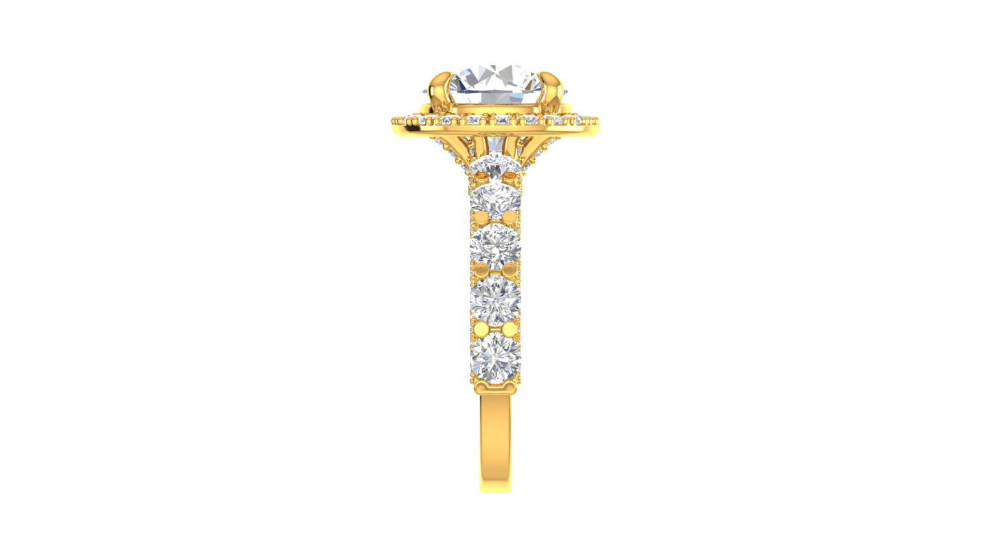 3.00 Ctw Round Brilliant Diamond Halo Engagement Ring In 14K Yellow Gold