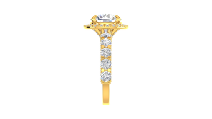 3.00 Ctw Round Brilliant Diamond Halo Engagement Ring In 14K Yellow Gold