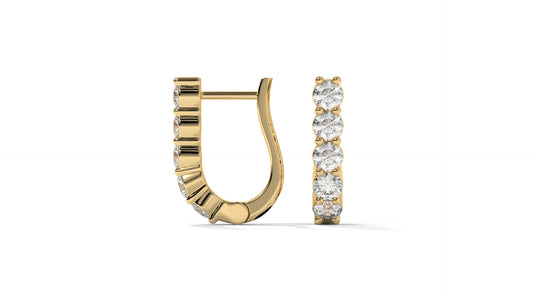 0.74 CTW Round Diamond Hoop Earrings In 14K Yellow Gold – Shared-Prong Setting