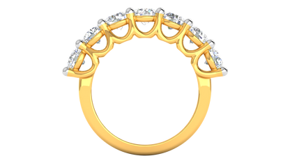 2.80 CTW Round Diamond 7 - Stone Wedding Band in 14K Yellow Gold - U - Shape Prong Setting