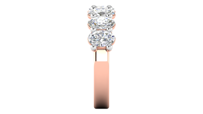 2.80 CTW Oval Cut Diamond 7 - Stone Wedding Band in 14K Rose Gold - U - Shape Prong Setting