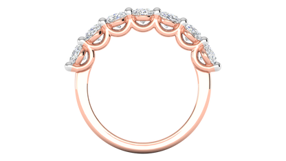 2.80 CTW Oval Cut Diamond 7 - Stone Wedding Band in 14K Rose Gold - U - Shape Prong Setting
