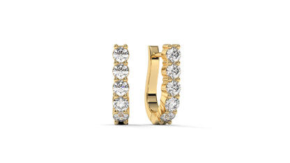 0.74 CTW Round Diamond Hoop Earrings In 14K Yellow Gold – Shared-Prong Setting
