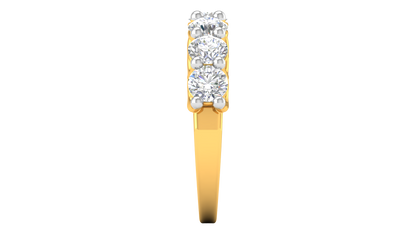 2.80 CTW Round Diamond 7 - Stone Wedding Band in 14K Yellow Gold - U - Shape Prong Setting
