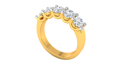 2.00 Ctw Luxurious Oval Cut Five-Stone Wedding Band With U-Shape Prong Setting In 14K Yellow Gold
