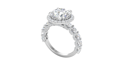 3.00 Ctw Round Brilliant Diamond Halo Engagement Ring In 14K White Gold