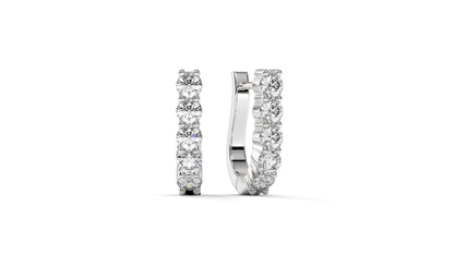 0.74 CTW Round Diamond Hoop Earrings In 14K White Gold – Shared-Prong Setting