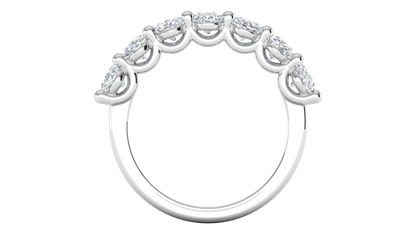 2.80 CTW Oval Cut Diamond 7-Stone Wedding Band in 14K White Gold - U - Shape Prong Setting