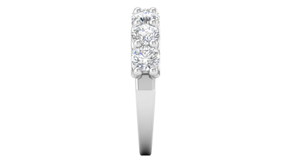 2.80 CTW Round Diamond 7 - Stone Wedding Band in 14K White Gold - U - Shape Prong Setting