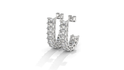 2.20 CTW Emerald-Cut Diamond Hoop Earrings in 14K White Gold