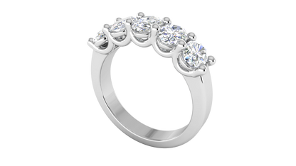 2.00 Ctw Luxurious Oval Cut Five-Stone Wedding Band With U-Shape Prong Setting In 14K White Gold
