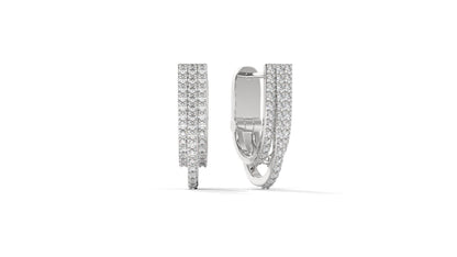 0.41 CTW Round Diamond Triple-Row Hoop Earrings in 14K White Gold – Pavé Setting
