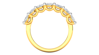 2.80 CTW Oval Cut Diamond 7 - Stone Wedding Band in 14K Yellow Gold - U - Shape Prong Setting