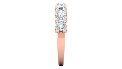 2.80 CTW Round Diamond 7 - Stone Wedding Band in 14K Rose Gold - U - Shape Prong Setting