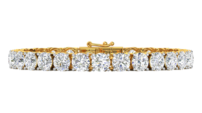 27.00 Ctw Round Brilliant Diamond Tennis Bracelet In 14K Yellow Gold