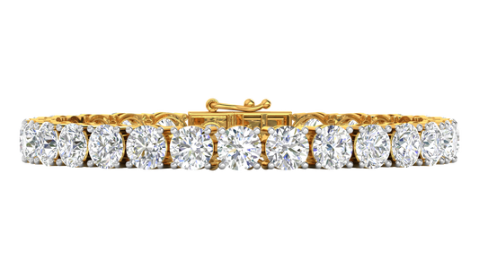 27.00 Ctw Round Brilliant Diamond Tennis Bracelet In 14K Yellow Gold