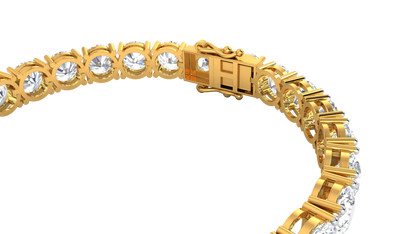 27.00 Ctw Round Brilliant Diamond Tennis Bracelet In 14K Yellow Gold